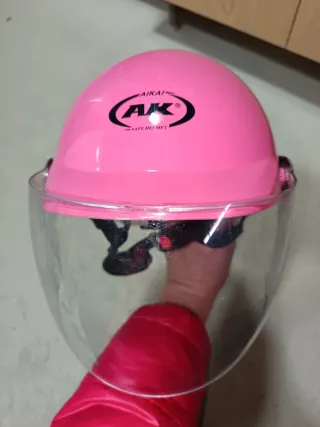 Casco Moto Rosa Niña