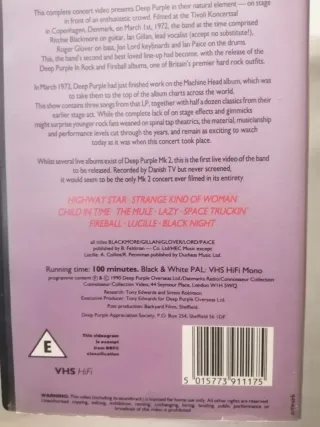 VHS 1990 🇬🇧 Deep Purple Scandinavian Nights Live