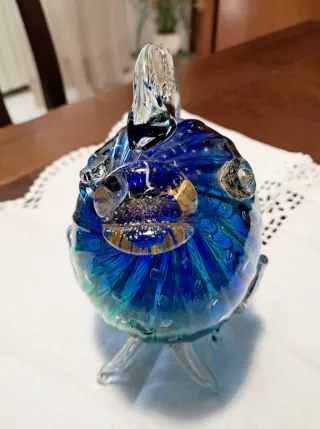 Pesce in vetro blu e verde