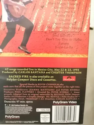 VHS 1993 🇪🇸 Santana Sacred Fire - Live In Mexico