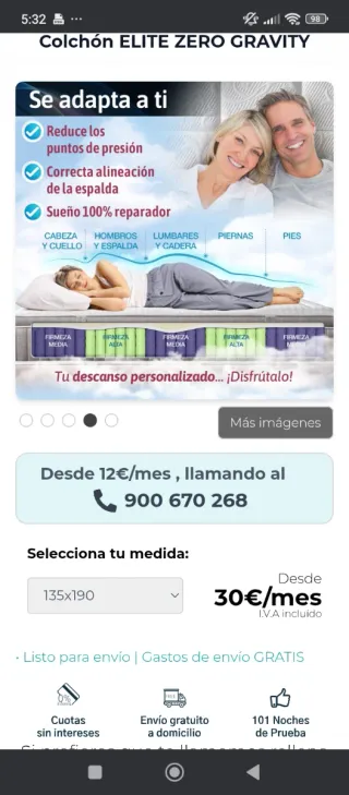 Vendo Colchón Viscoelástico y 2 almohadas