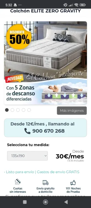 Vendo Colchón Viscoelástico y 2 almohadas