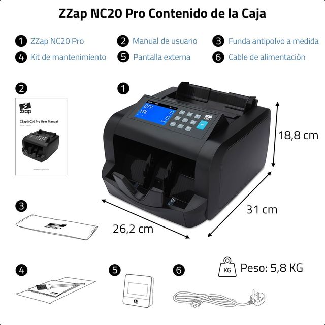 ZZAP NC20 Pro contador detector billetes falsos