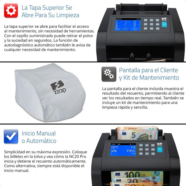 ZZAP NC20 Pro contador detector billetes falsos