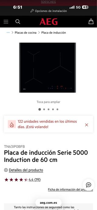 Placa de inducción AEG Serie 5000