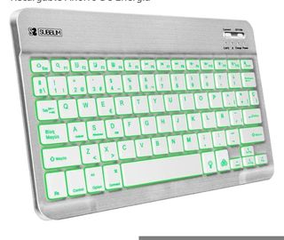 SUBBLIM Teclado Retroiluminado Smart Bluetooth para Tablet O iPad Blanco Plata Teclado Retroiluminado Diseño Ultra Slim Teclas De Alta Precisión Batería Li-Ion Recargable Ahorro De Energía