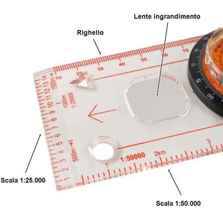 Brújula cartográfica trekking orientación y mapa