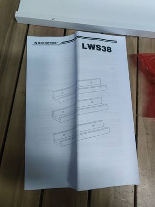 Estante de pared Songmics LWS38WT, blanco, 38 x 5 x 10 cm, repisa para cuadros, de madera, 3 piezas