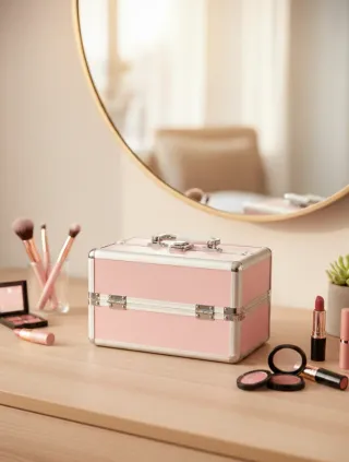 Maletín de maquillaje rosa precioso