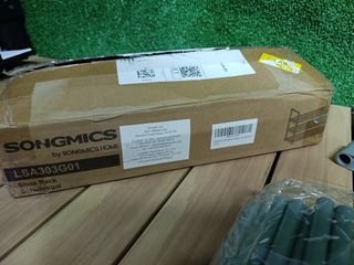 SONGMICS Zapatero de 3 Niveles, Zapatero de Metal, Organizador de Zapatos, para 12-15 Pares de Zapatos, Apilable, Pasillo, 30 x 92 x 55 cm, Gris LSA303G01