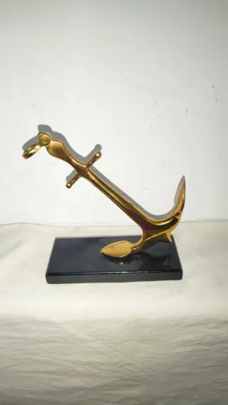 Antigua Escultura Figura Ancla Bronce Náutico