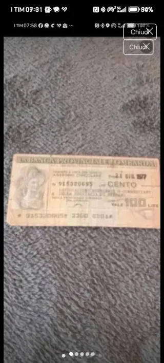 Miniassegno Banca Provinciale Lombarda 1977