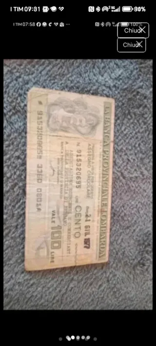 Miniassegno Banca Provinciale Lombarda 1977