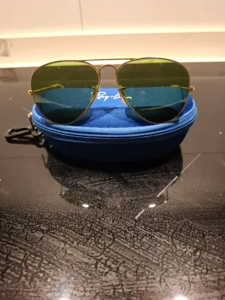 Gafas Ray-Ban Aviator Doradas Lentes Verdes Años80