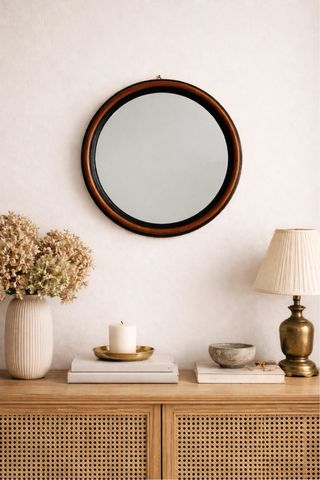 Specchio Rotondo Vintage Legno 35cm