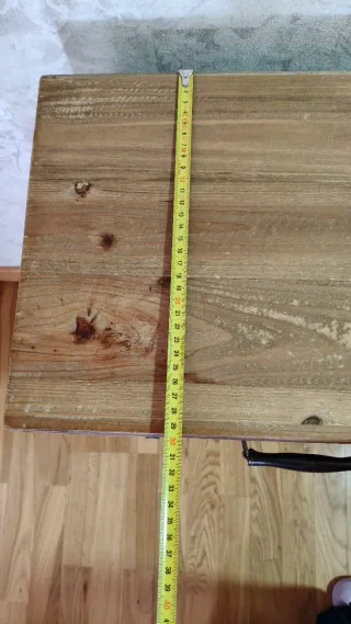 Mueble recibidor auxiliar madera y cuero