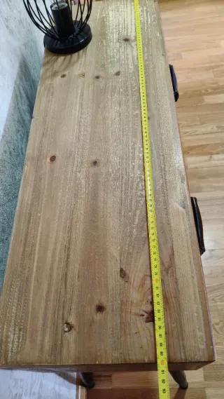 Mueble recibidor auxiliar madera y cuero