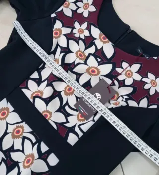 Abito midi elegante floreale nero XXL