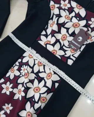 Abito midi elegante floreale nero XXL