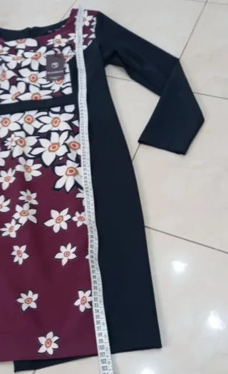 Abito midi elegante floreale nero XXL