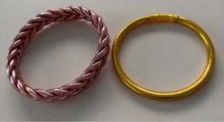 Pulseras de pan de oro, color dorado y color rosa