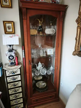 Vitrina de madera con puerta de cristal