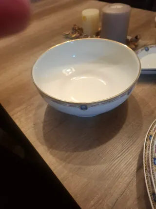 Vajilla antigua porcelana blanca decorada en azul