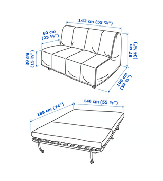 Sofá Cama IKEA LYCKSELE LÖVÅS 2 Plazas
