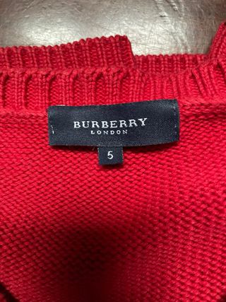 Jersey Burberry London Rojo Cuello Pico Talla 5(L)