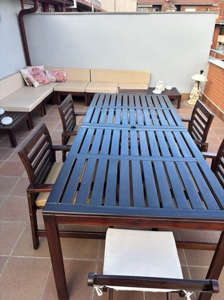 Mesa y sillas de terraza de madera Mesa de 210x90