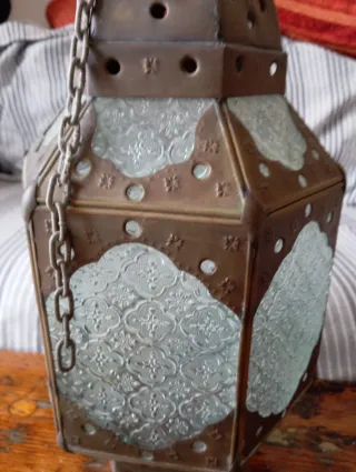 Lanterna Lampada Vetro e Metallo