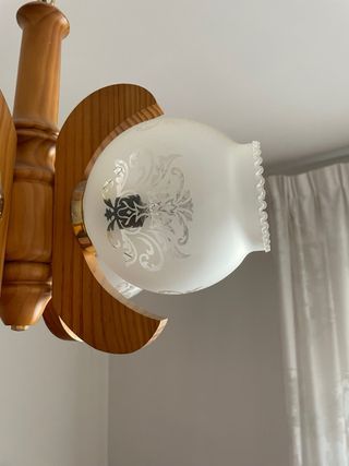 Lámpara de techo madera y cristal