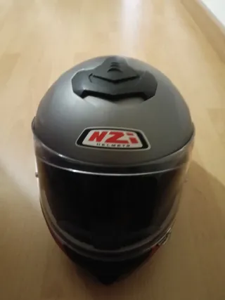 Casco Moto NZI Plata y Rojo