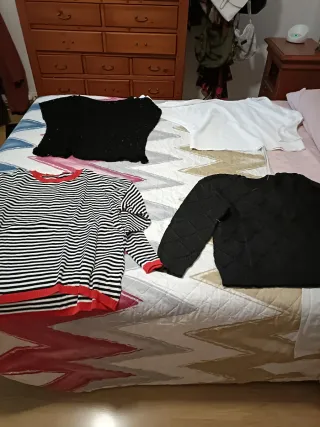 Ropa variada: blusa negra y camiseta blanca