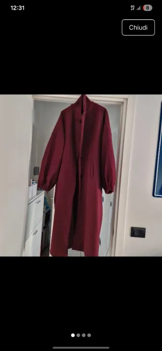 Cappotto oversize donna borgogna e nero,25 cadauno