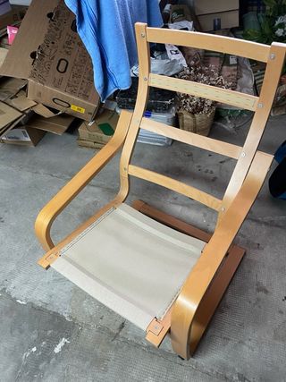 Sillón sofá tela y madera