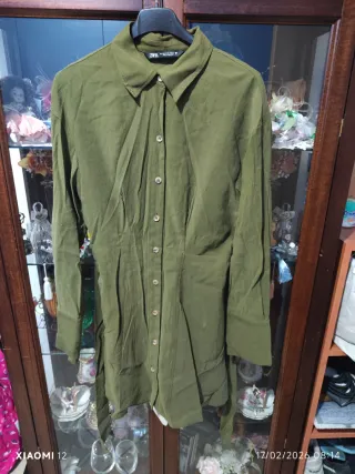 Vestito ZARA verde oliva con cintura
