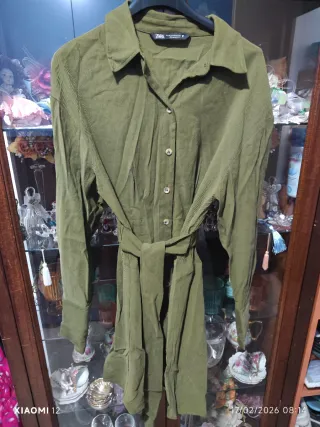 Vestito ZARA verde oliva con cintura