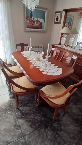 Mesa Comedor + 6 Sillas Clásicas Madera
