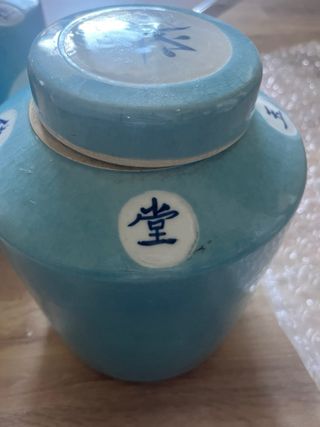 2 Vasi in Ceramica Blu con Motivi Cinesi