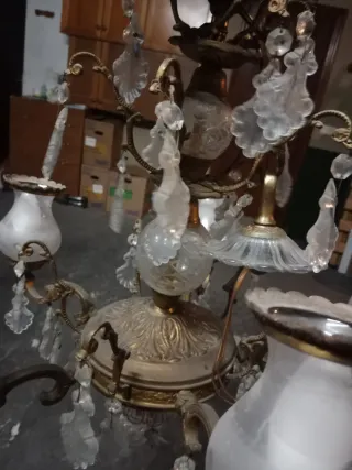 Lámpara de colgar metal y cristal