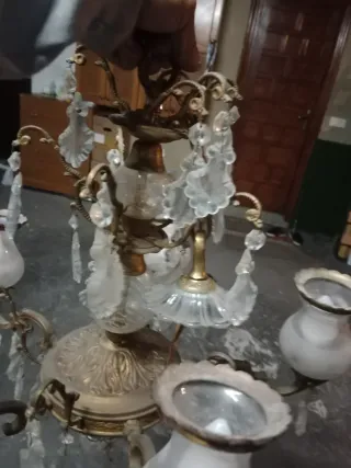 Lámpara de colgar metal y cristal