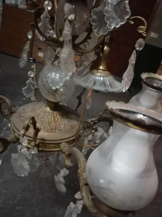 Lámpara de colgar metal y cristal