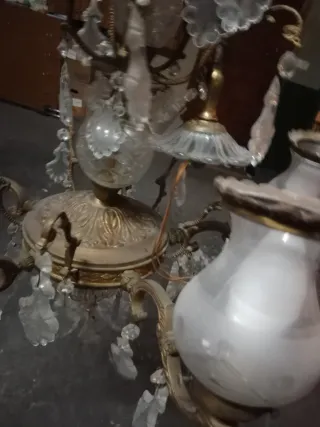 Lámpara de colgar metal y cristal