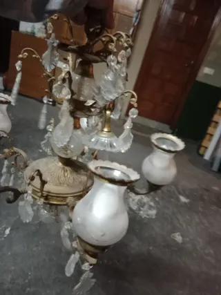 Lámpara de colgar metal y cristal