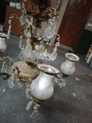 Lámpara de colgar metal y cristal