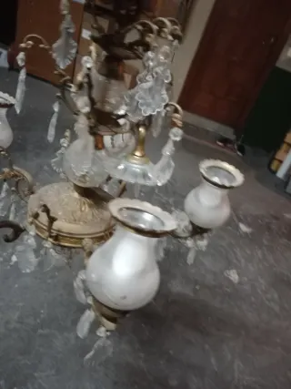 Lámpara de colgar metal y cristal