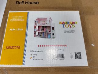 Casa Muñecas Madera 70cm LED +8 Muebles OUTDOOR Toys