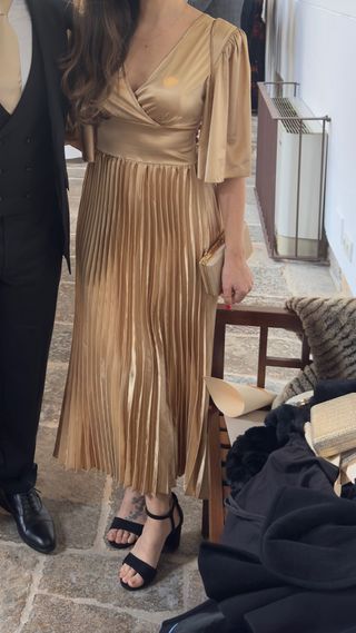 Vestido fiesta dorado talla S