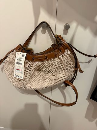 Bolso rejilla Zara beige y marrón